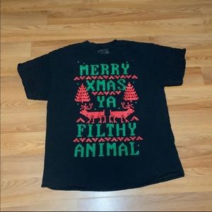 Classic Teaze “Merry Christmas Ya Filthy Animal” XL Black T-shirt Home Alone